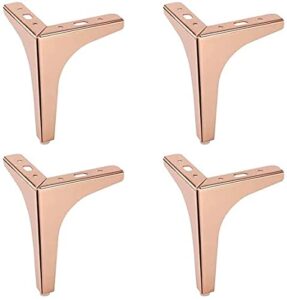 Steel Art Craft-Sofa Hardware Leg 4 Inch / 10 Cms Sofa Furniture Golden Glossy Finish Heavy Model Y Design Sofa Leg Set of 4(Rose Gold)