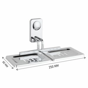 Ferio Stainless Steel Double Soap Holder for Bathroom/Soap Dish/Bathroom Soap Stand/Bathroom Accessories Wall Mounted Chrome Finish(Pack of 1)